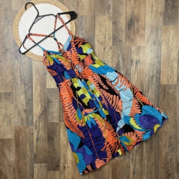 Anthropologie Dresses & Skirts - Anthropologie Edme & Esyllte Colorful Print Dress Linen Blend Womens 4 Lined
